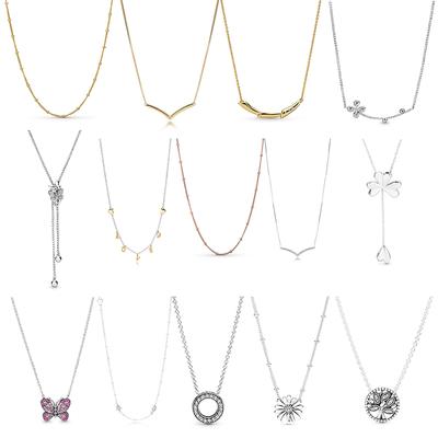 925 Sterling Silver Plate Ladies Temperament Simple Personality Necklace Jewelry