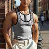 Summer Men Sleeveless Striped Patchwork Casual Sport Tank Tops Vest