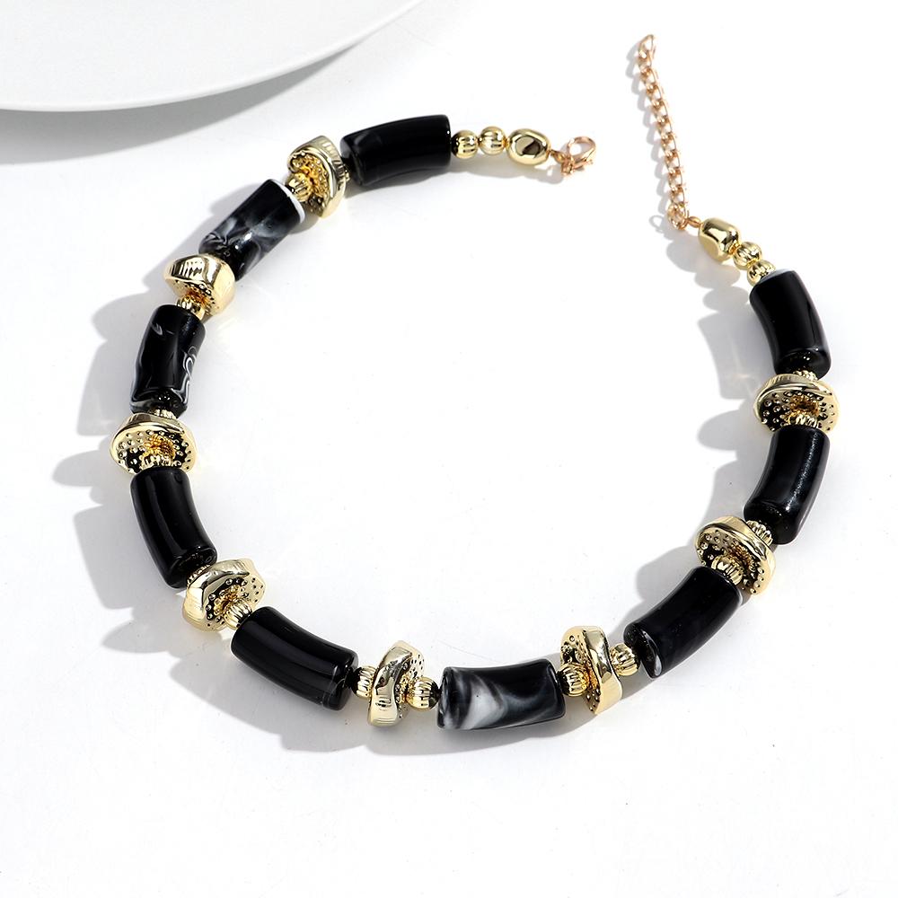 New Colorful Chunky Bamboo Tube Beaded Acrylic Choker for Women Man Statement Elbow Stack Necklace French Trendy Jewelry Gift