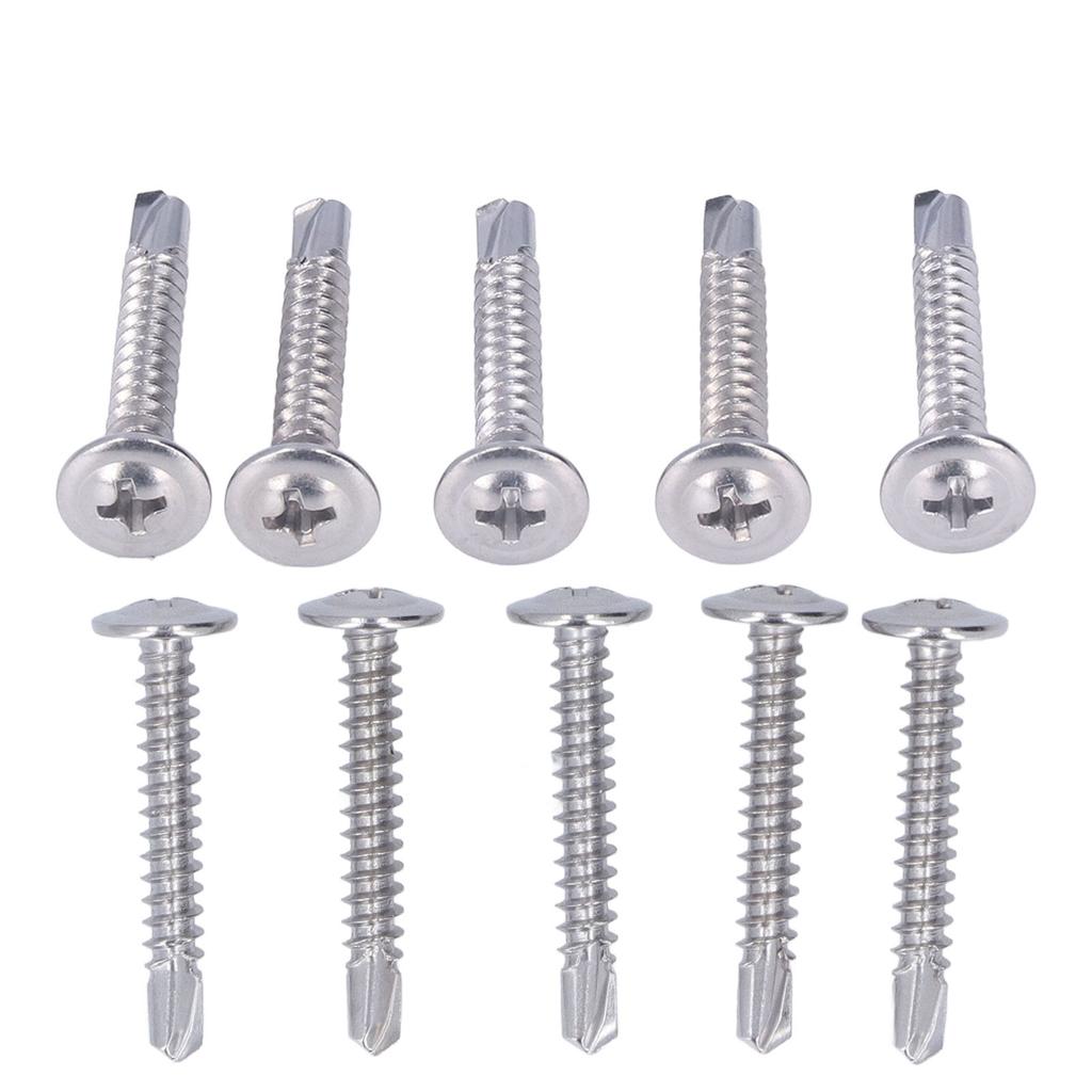 100PCS Cross Self Tapping Screws Round Washer Head Screws 410 Stainless Steel Screw Fasteners 4.8x32mm 100PCS