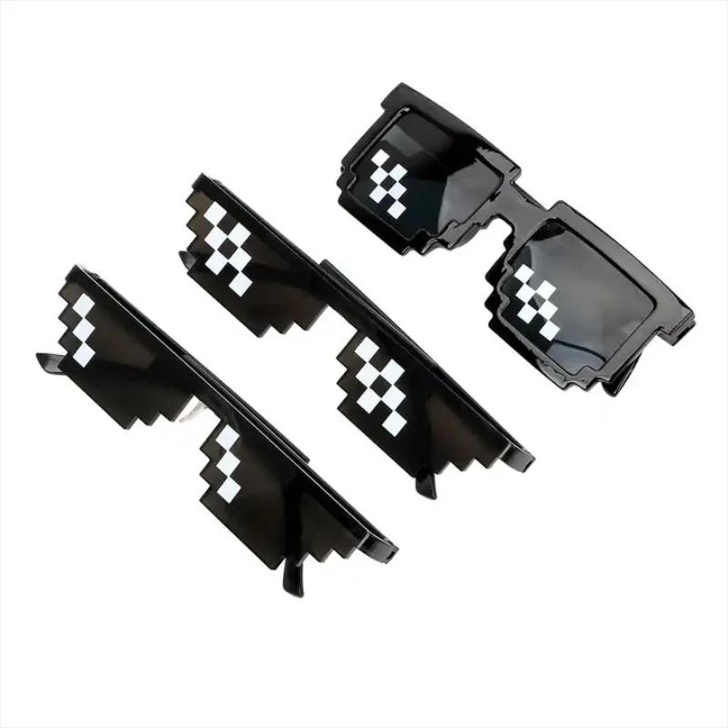 Vintage Mosaic Pixelated Sunglasses Cool Party Shades Eyewear Black Funny Men Women Glasses
