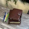 A7 Retro Brown Shiny With 40 Sheets Inner Page PU Clip-on Notebook Faux Leather Loose Leaf Notebook