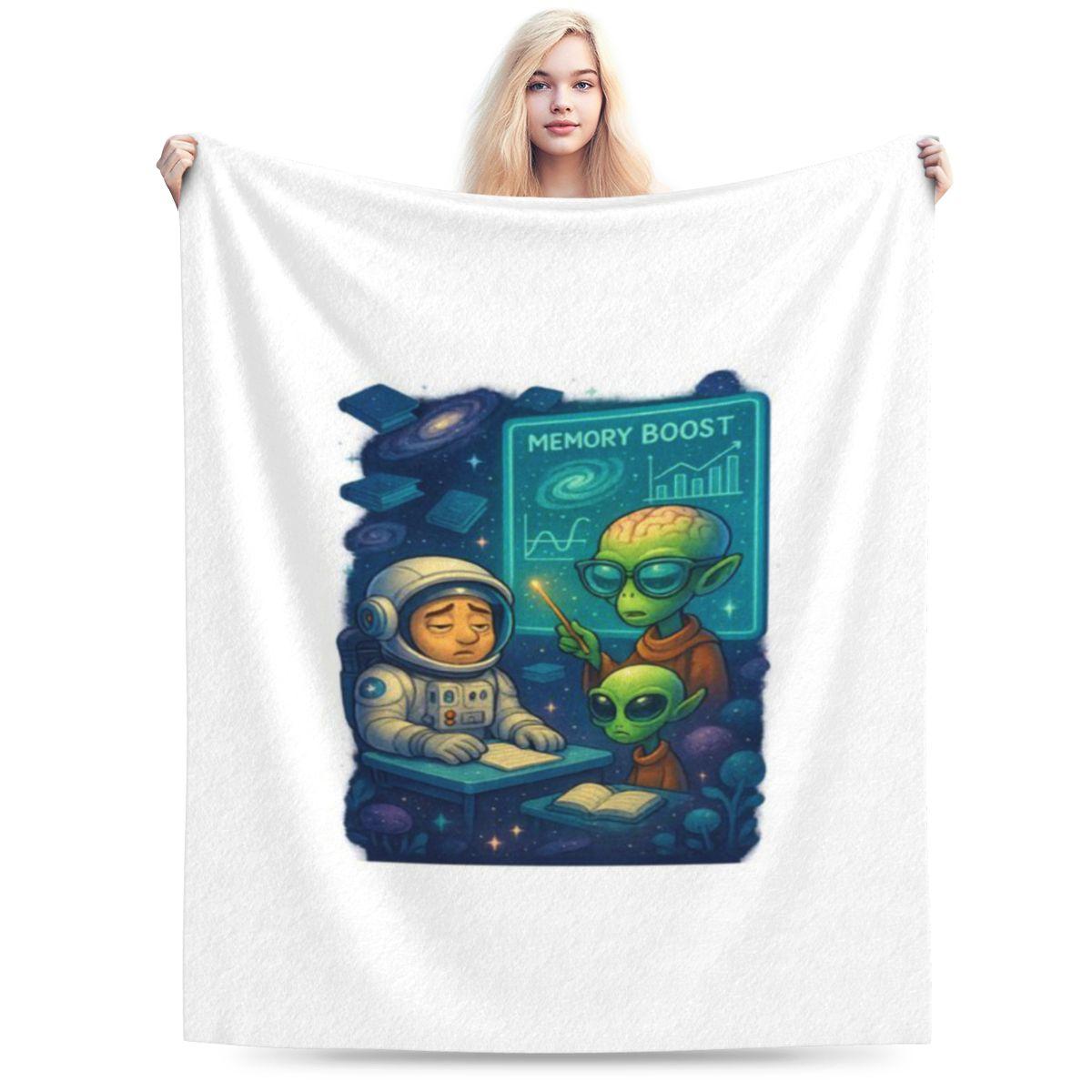 Galactic Memory Class Alien Vs Sleepy Human Personalized Warm Decorate Home An UltraSoft Micro Fleece Blanket 75x100cm 30x40in