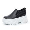 Fashion 9CM Genuine Leather Platform Sneakers for Women White Shoes Wedge Chunky Loafers Shoes Footwear Female Slip On Slipony Shoes