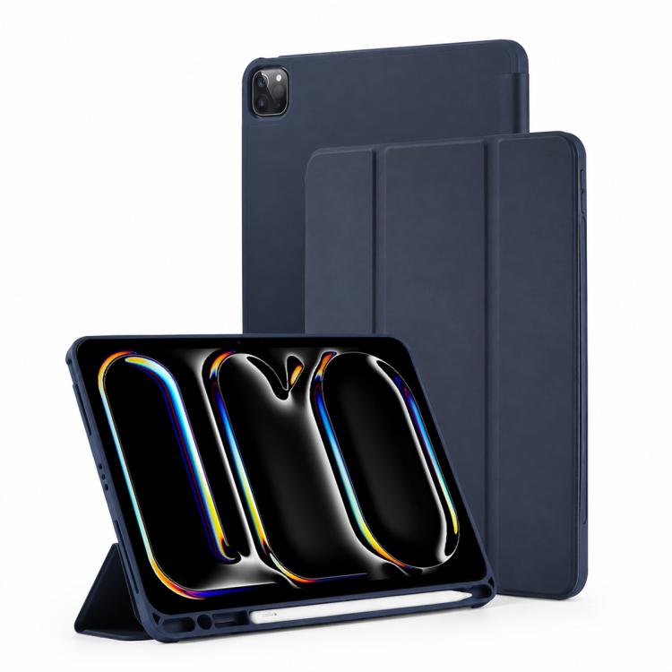 Tri-Fold Stand Soft Touch Smart Wake/Sleep Tablet Cover With Pencil Slot For iPad Mini 2024 / 2021, Anti-Drop PU Silicone Protective Case