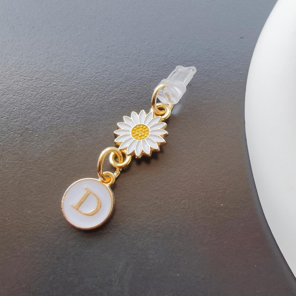 1 szt. Kreatywny stokrotka/słonecznik litera zatyczka przeciwkurzowa do telefonu komórkowego/europejskie i amerykańskie 26 wielkich liter A-Z zawieszka do telefonu komórkowego