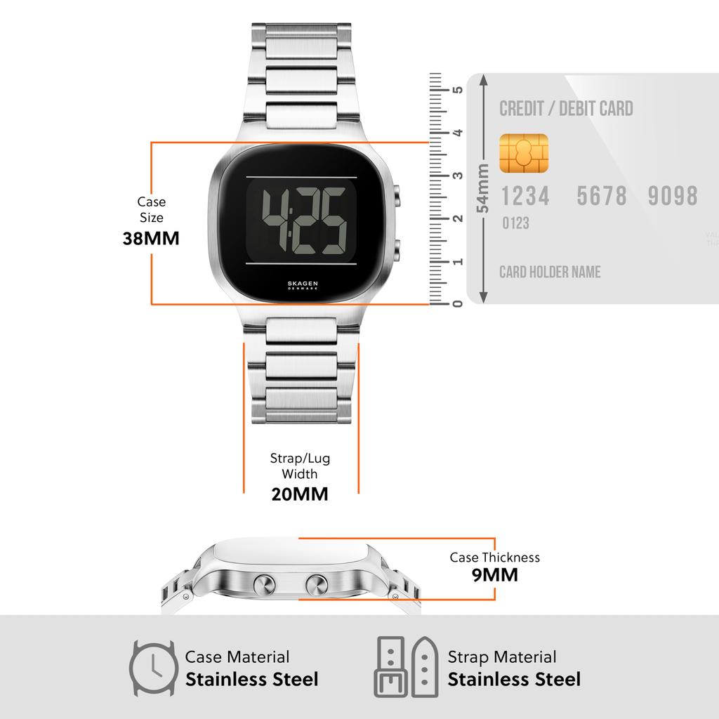 Skagen Digital Stainless Steel Watch SKW6948 Men's