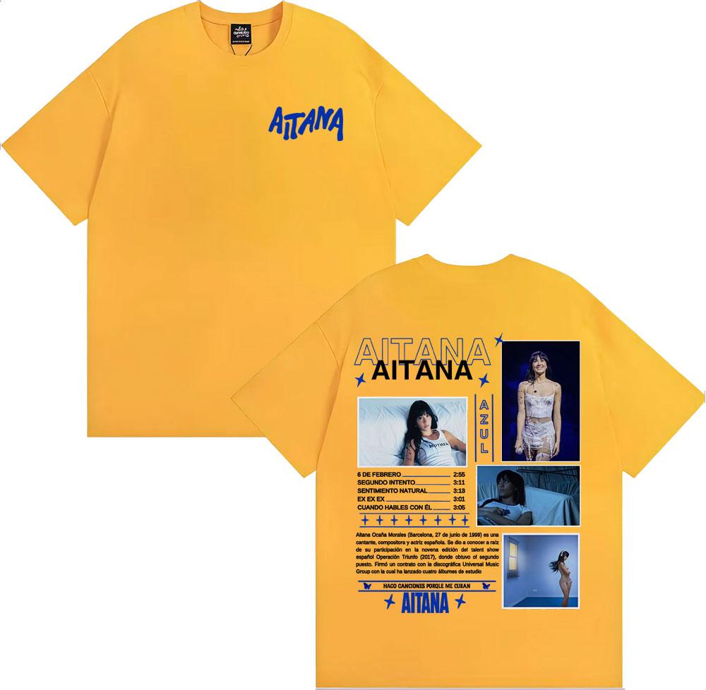 Cantante Aitana Cuarto Azul Álbum Tour Portada Camisetas Unisex Tendencia de Moda High Street Camiseta Mujer Verano Cuello Redondo Camisetas de Algodón