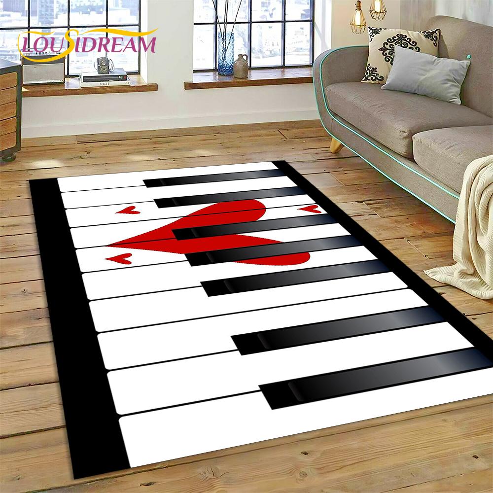 3D Dream Piano Key Music Instrument Cartoon Area Rug Duży, Dywan do Domu Salon Sofa Wycieraczka Dekoracja, Dziecięca Mata Antypoślizgowa Podłogowa