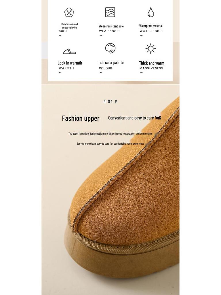 2023 Winter New Women's Ethnic Velvet-Lined Snow Boots with Thick Soles, Retro Half-Slippers, Casual Cotton Style