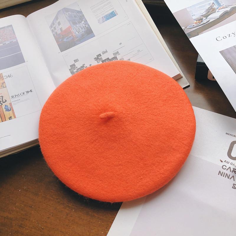 Hat Female Autumn and Winter Beret Woolen British Retro Literary and Simple Painter Hat Sweet Versatile Trendy Hat