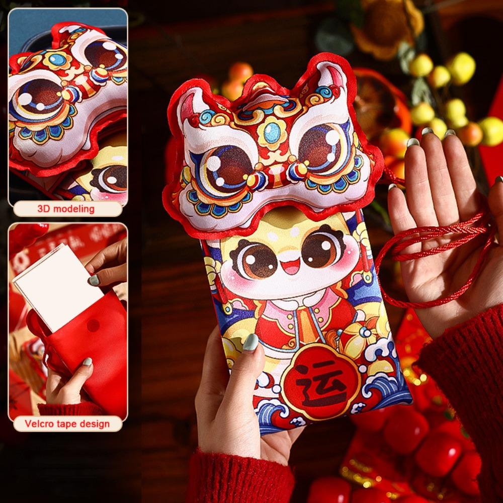 Cute Cloth Red Envelope Bag Creative 3D Dragon Shoulder Bag Cartoon Crossbody Capable Red Packet Child