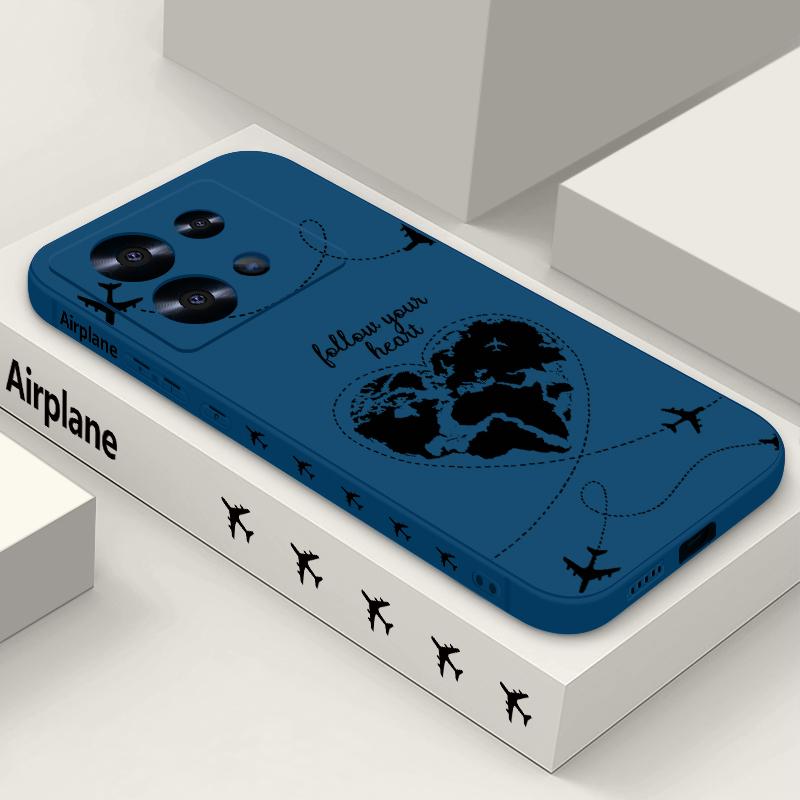 Love Heart Airplane Pattern TPU Painted Phone Case For Xiaomi 14T 13T 14T Pro 13T Pro Soft Lanyard Cover For Xiaomi 14T 13T Pro Xiaomi 13T Pro