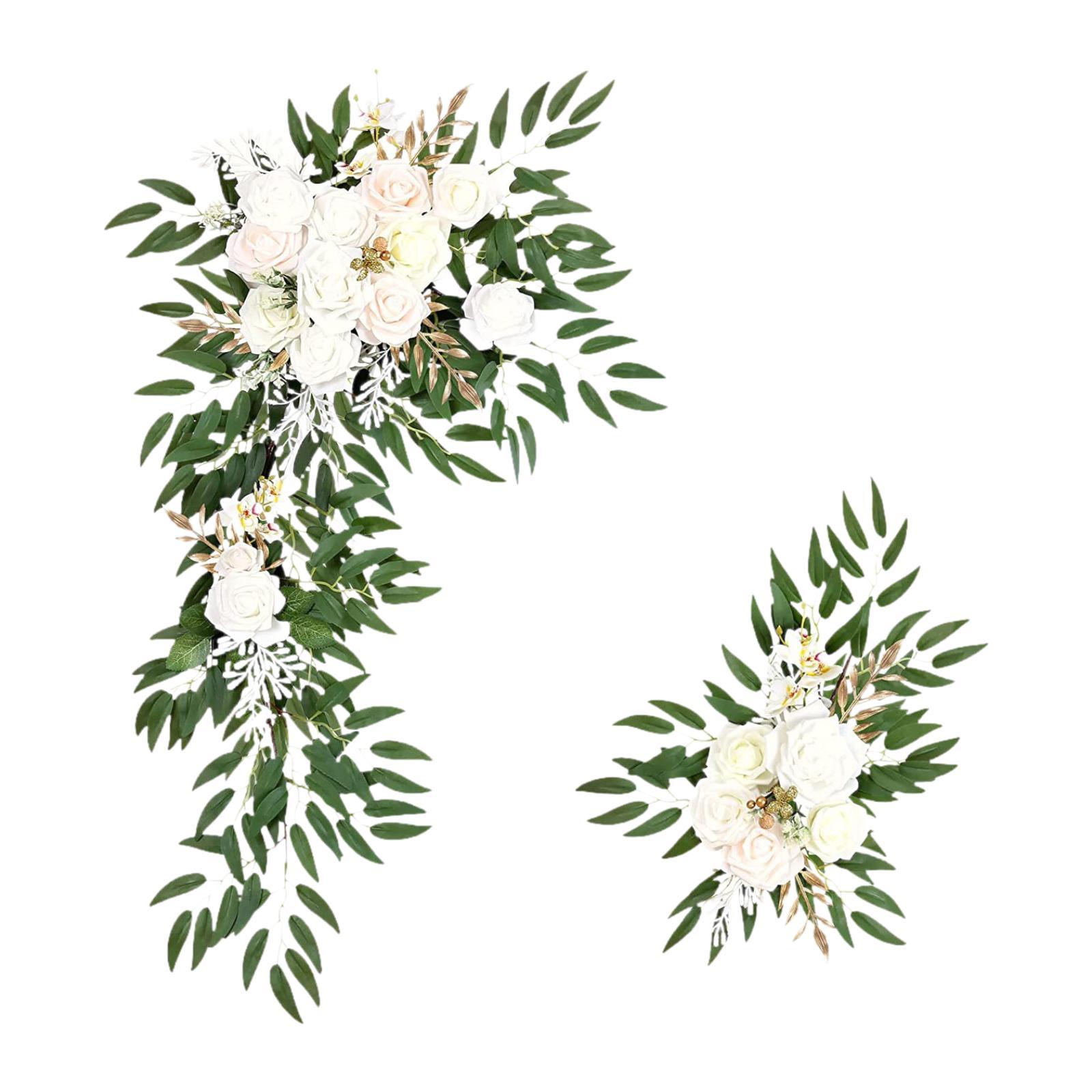 2x Wedding Arch Flowers Corner Flowers Farmhouse Wedding Aisle Decoration Artificial Flowers for Birthday Party белый