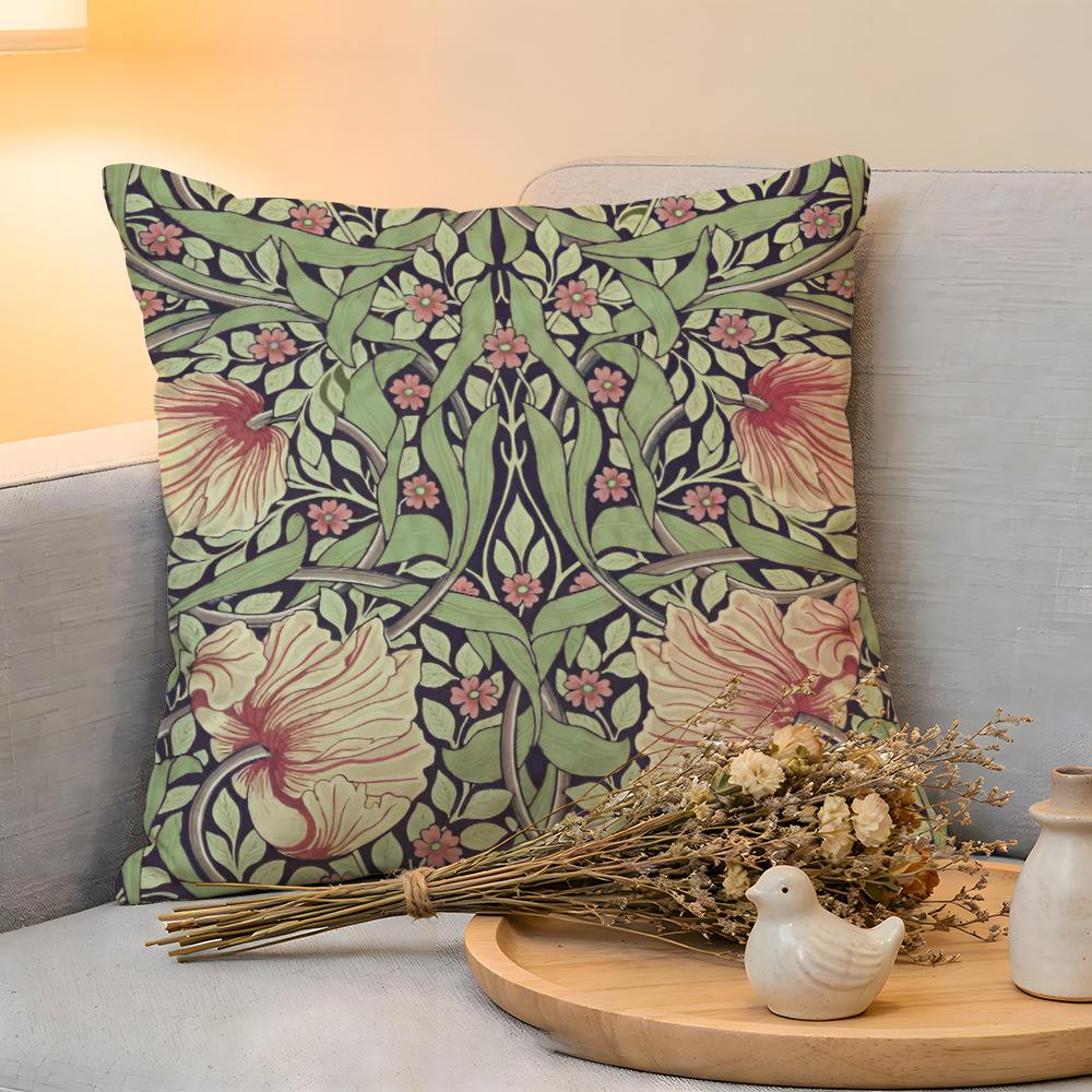 Cushion Cover  Linen  SkinFriendly Soft Decorative Case For Sofa Home Decor Art WWilliam MMorris Flower Pillow cover