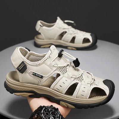 2024 Zomersandalen Heren Strandslippers Echt Leer Herensandalen Mode Lopen Schoenen Mannelijk Plus Size 38-46