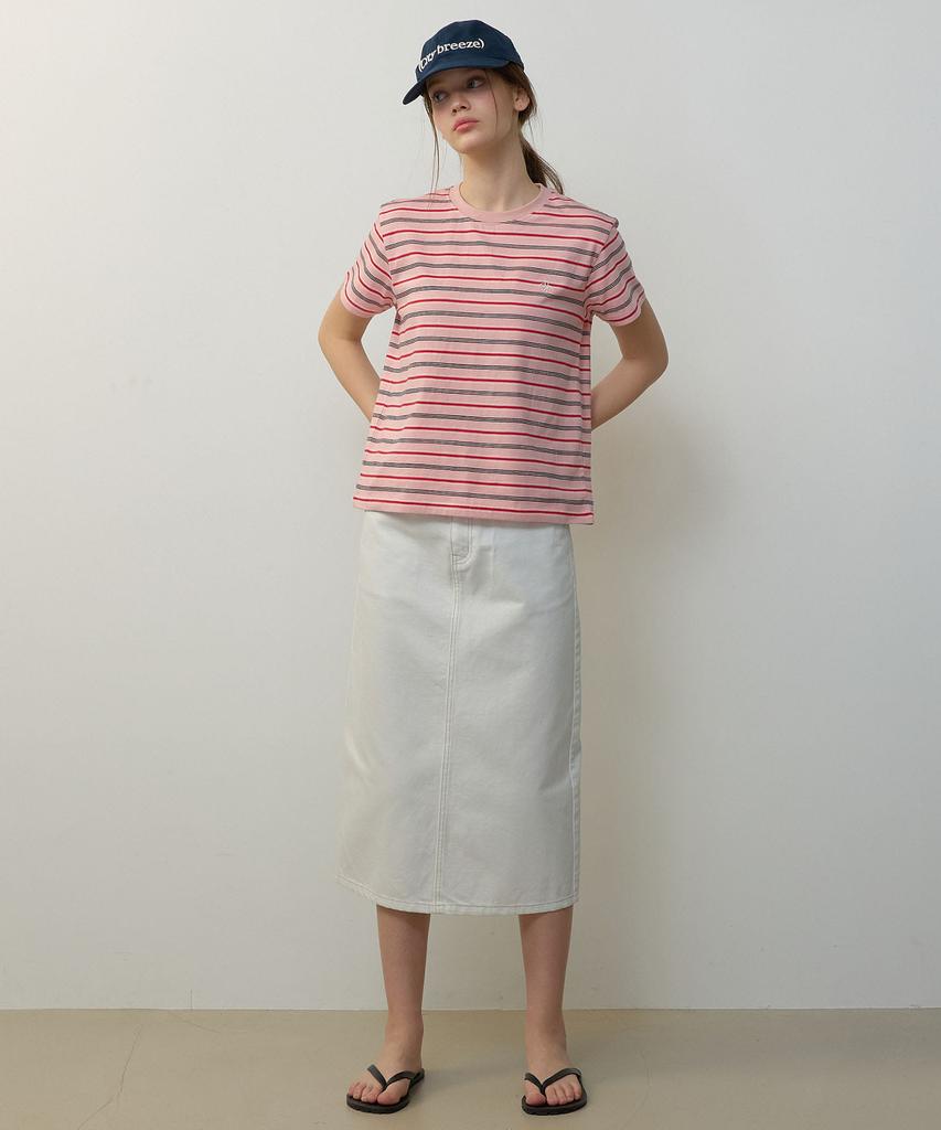 CITYBREEZE Multi-Stripe Short Sleeve T-Shirt_Pink