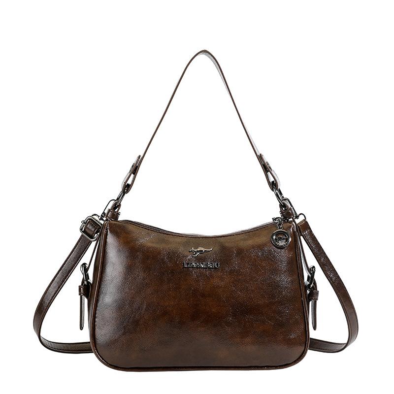 

Underarm bag women s soft leather retro texture fashionable new versatile single shoulder oblique коричневый