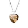 Adorabile Collana con Pietra del Tempo Animale a Forma di Cuore con Affascinante Ciondolo Gatto per Donne