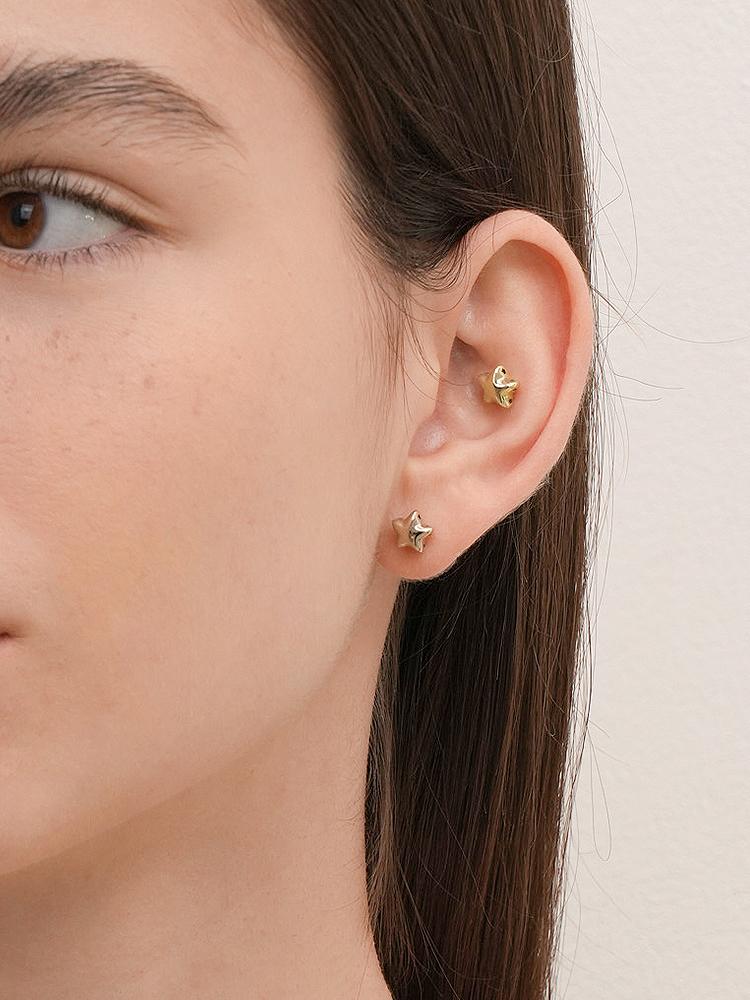 Minimalpiercing 14K 18K Golden Star Layer Piercing Earrings