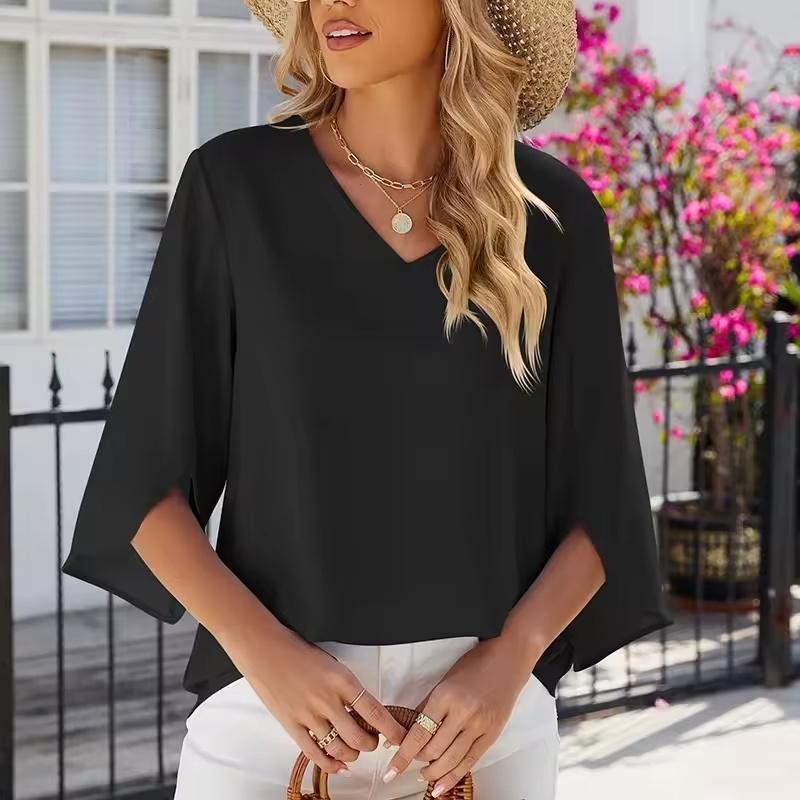 Women Half Sleeve Chiffon Shirts For Women Autumn Casual Solid Loose T Shirt Women Basic Tee Tops