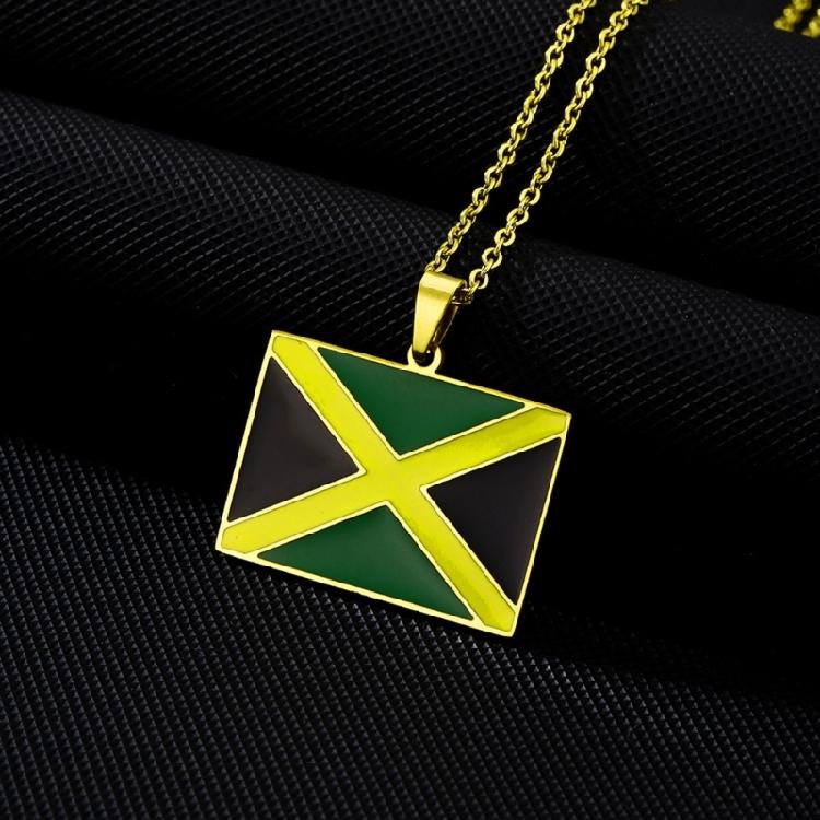 Landkarte Flagge Halskette für Frau Mann Jamaika Karte Anhänger Kette Schmuck Geschenk