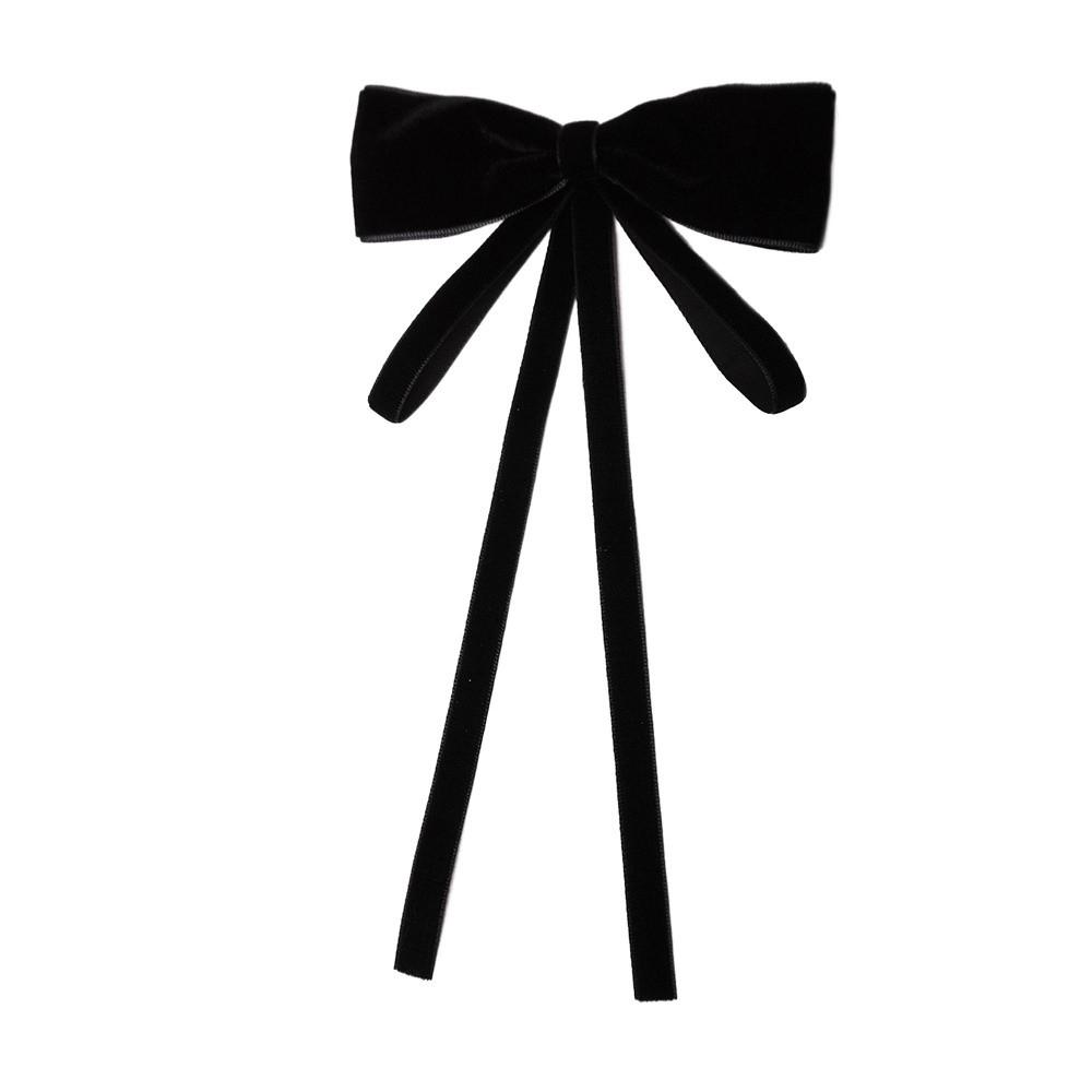 Velvet Memorial Black Ribbon Bowknot Brooch Black Collar Pretied Necktie Clip  Women