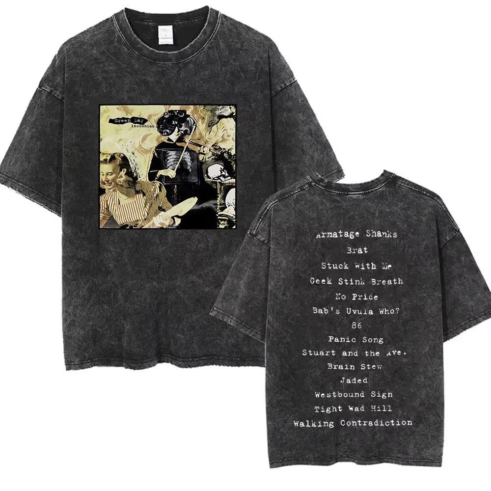 New Arrival Mens Clothes Tee Shirt Homme Graphic TShirts Men Tshirt for Men Ropa Hombre Washed Vintage Punk Band Green Day