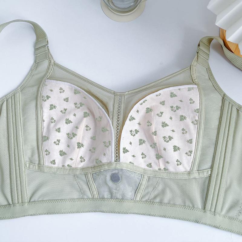 Breathable Bra Women's Thin Cup Bra Breast Retraction Anti-sagging Side-retraction Sexy Large-sized Underwear