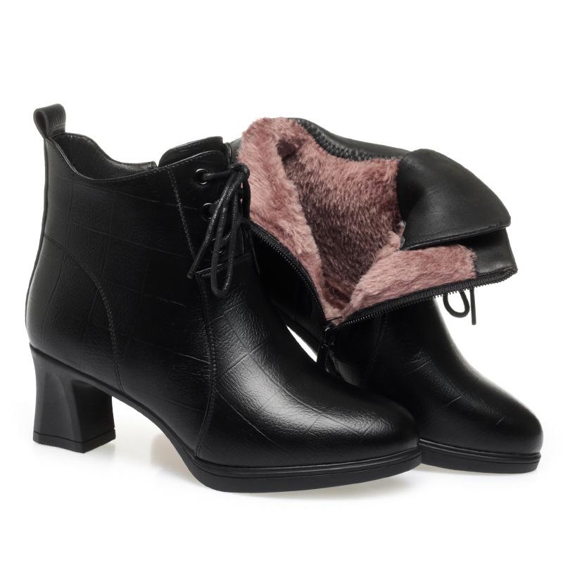 Mom Shoes Autumn and Winter Cotton Shoes, New Thick Heel Short Boots    and Elderly Women's Shoes Velvet Boots Women's Martin Boots