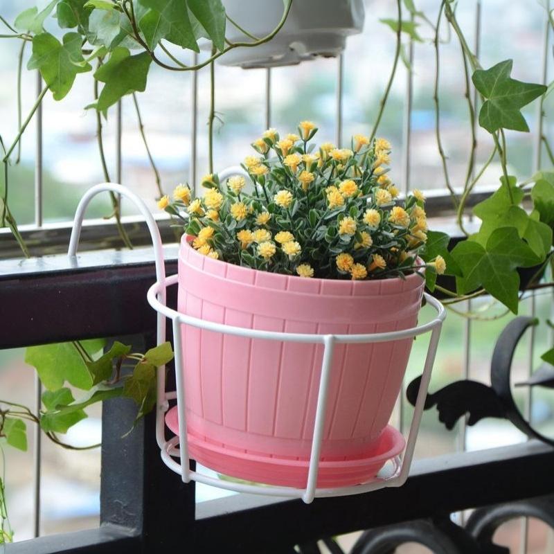 Hanging Plant Iron Racks Balcony Round Flower Pot Rack Railing Fence Outdoor Drop Shipping Plant Stand