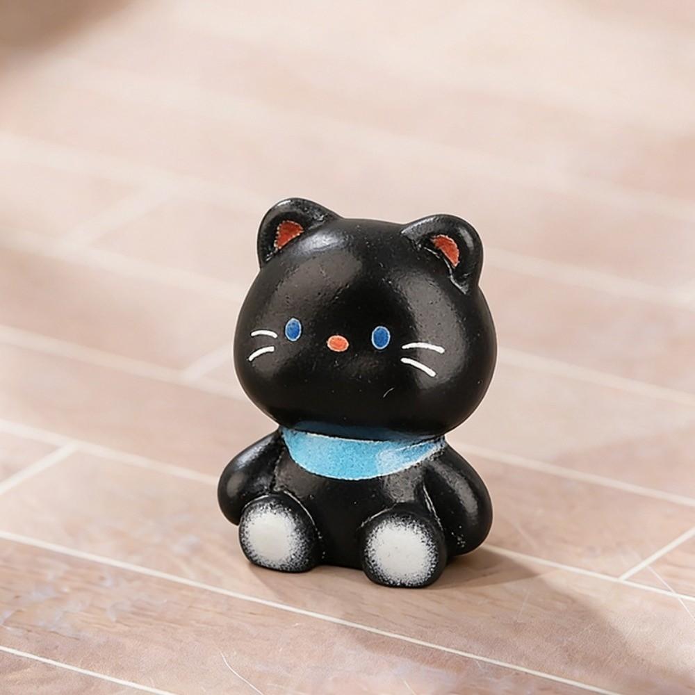 6pcs Small Size Decorative Cat Statues Resin Cat Ornaments Simple Kittens Decorations  Desktop Use
