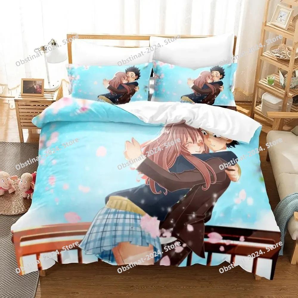 3d Anime Film A Silent Voice Bedding Set Printed Bed Set Duvet Cover Sheet Pillowcase Bed Soft Quilt Cover Full Queen King Size