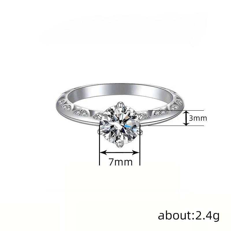 Six-Claw Inlaid Zircon Ring, Engagement Wedding With Jewelry, Fashionable Classic And Elegant