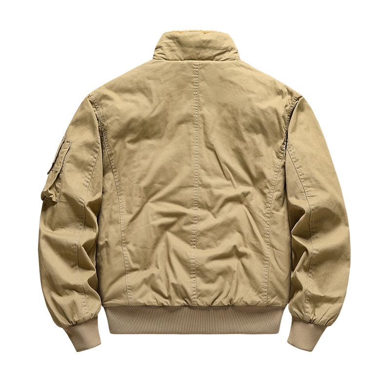 Winter Men's Fleece Cargo Jacket Top Men's Flight Suit Plus-size Coat Men