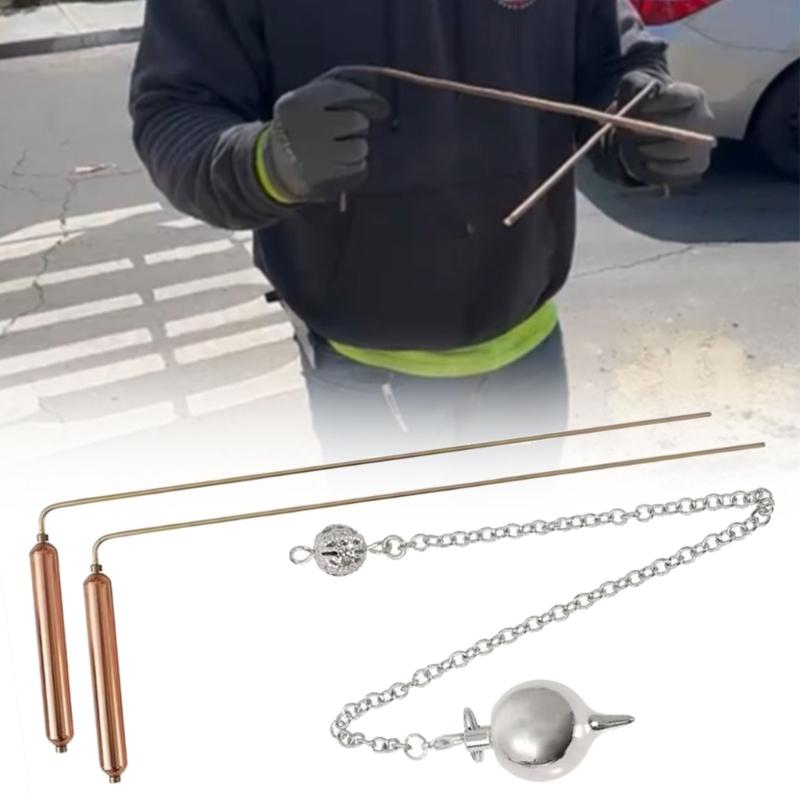 2Pcs Professional Copper Dowsing Rod,Divining Rods with Pendant Copper Divining Rod Sensitive Ground Exploration Tool