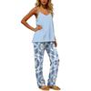 Women's 2 Piece Outfit Set, Casual Backless Sleeveless Top with Elastic Waist Long Pants, Suit No Pockets