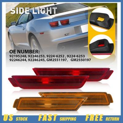 Amber Red Lens F & R Bumper Side Marker Lights Housings For Chevy 2010-15 Camaro