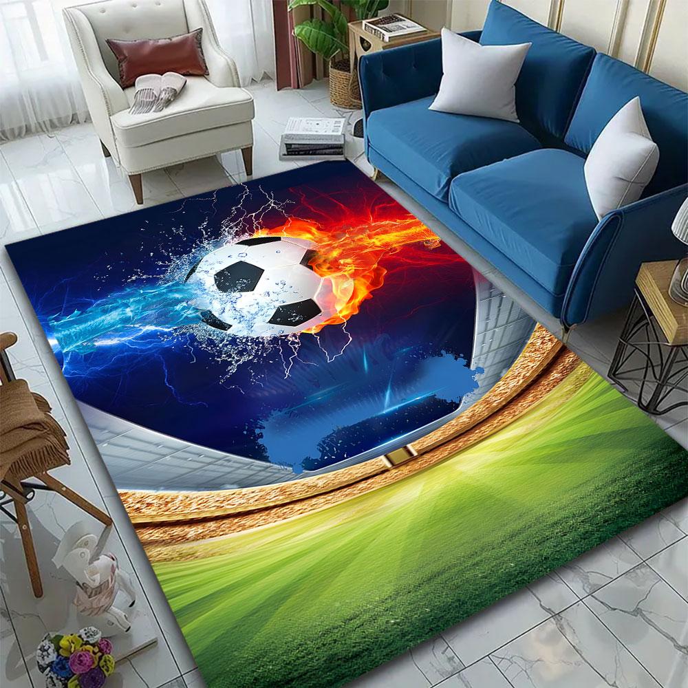 Fiery and Icy Soccer Power Design Patterned carpet, suitable as a non slip play mat for the living room and bedroom sofa