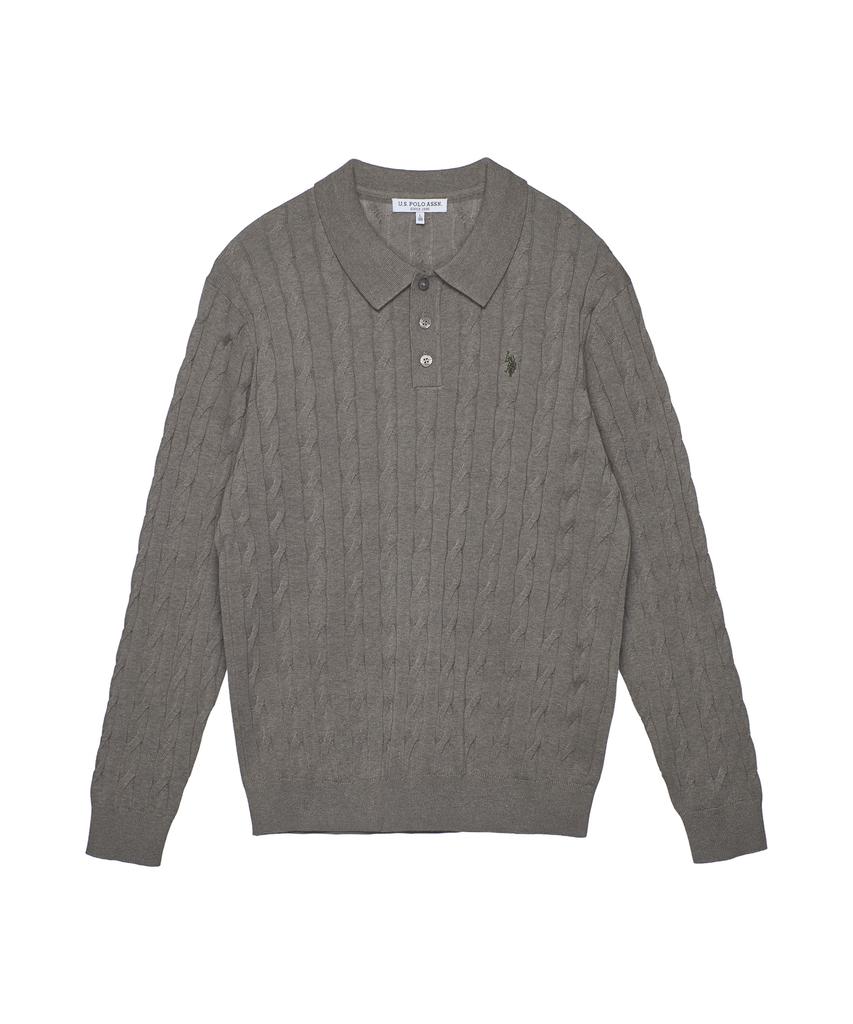 USPOLOASSN Cotton Long Sleeve Collared Knit_Melan Brown