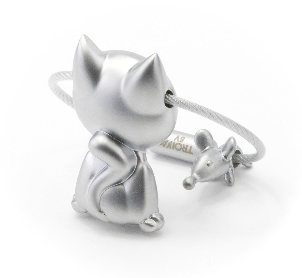 TROIKA Cat and Mouse Keychain, Cat + Mouse, Cat Goods, Key Ring, Accessory, Charm