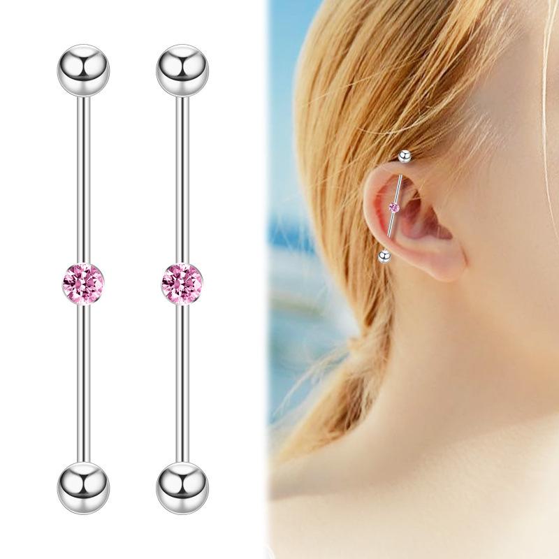 Rhinestone Titanium Steel Stud Earrings - Personalized Piercing Jewelry for Men and Women