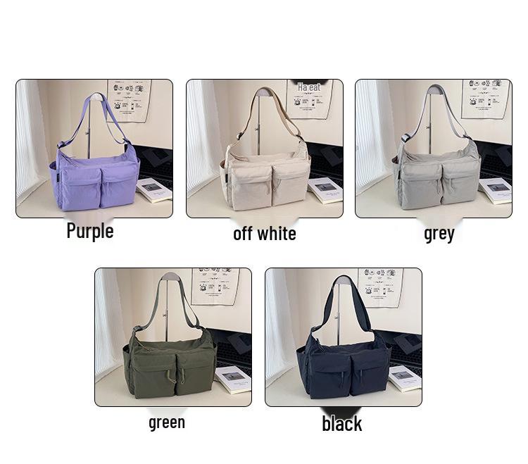 Bolsa Transversal Unissex de Nylon Impermeável com Múltiplos Bolsos e Grande Capacidade