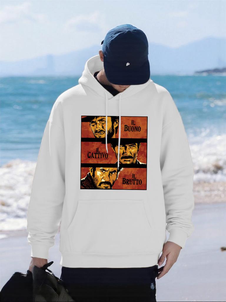 Three Golden Men Printing Man Hoodies Fleece Oversized Streetwear Pocket All-Match Pullover Multicolor Hip Hop Unisex Hoody