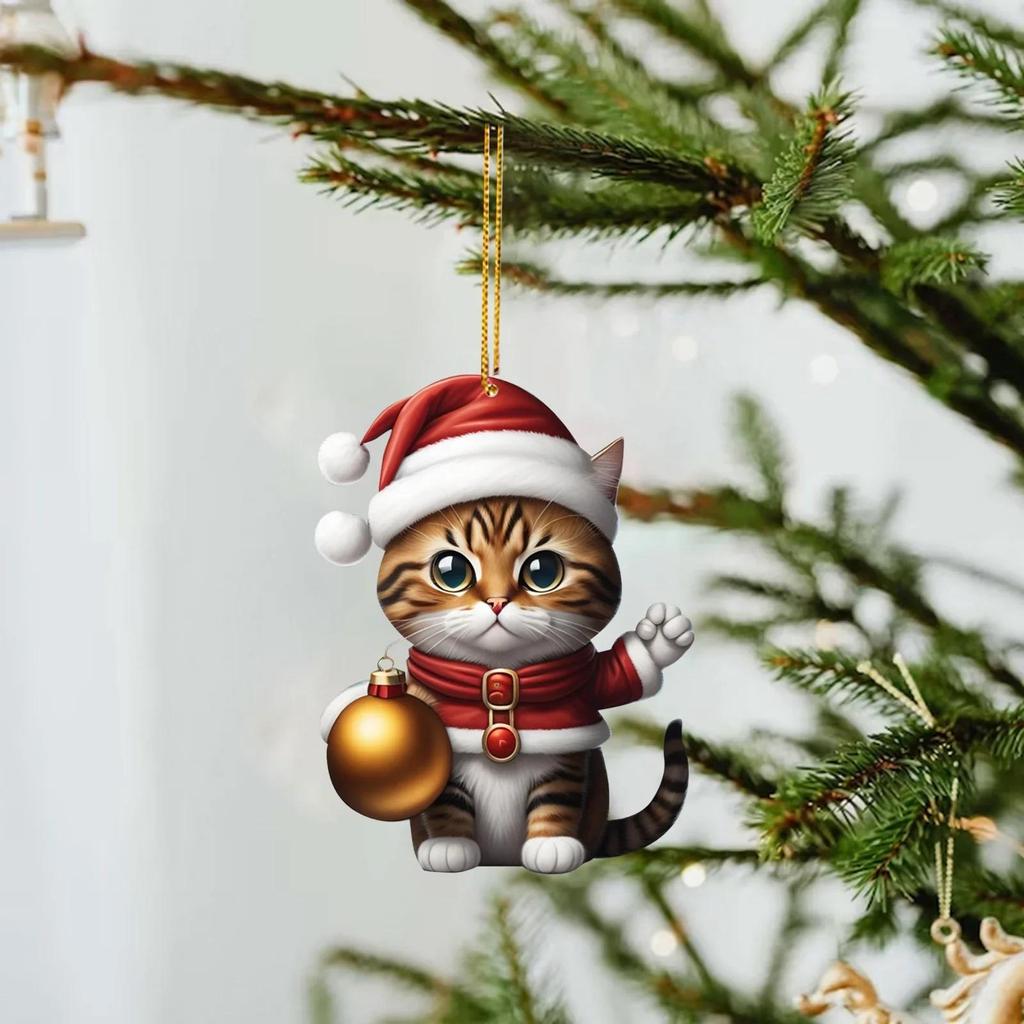 Cartoon süße Katze 2023 Weihnachtsschmuck hängende Dekoration Geschenk Weihnachten hängender Baum personalisierter Anhänger Partyzubehör