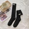 Women's Knee-High Sweet Preppy Socks with Pearl Decor - Spring/Autumn JK Style