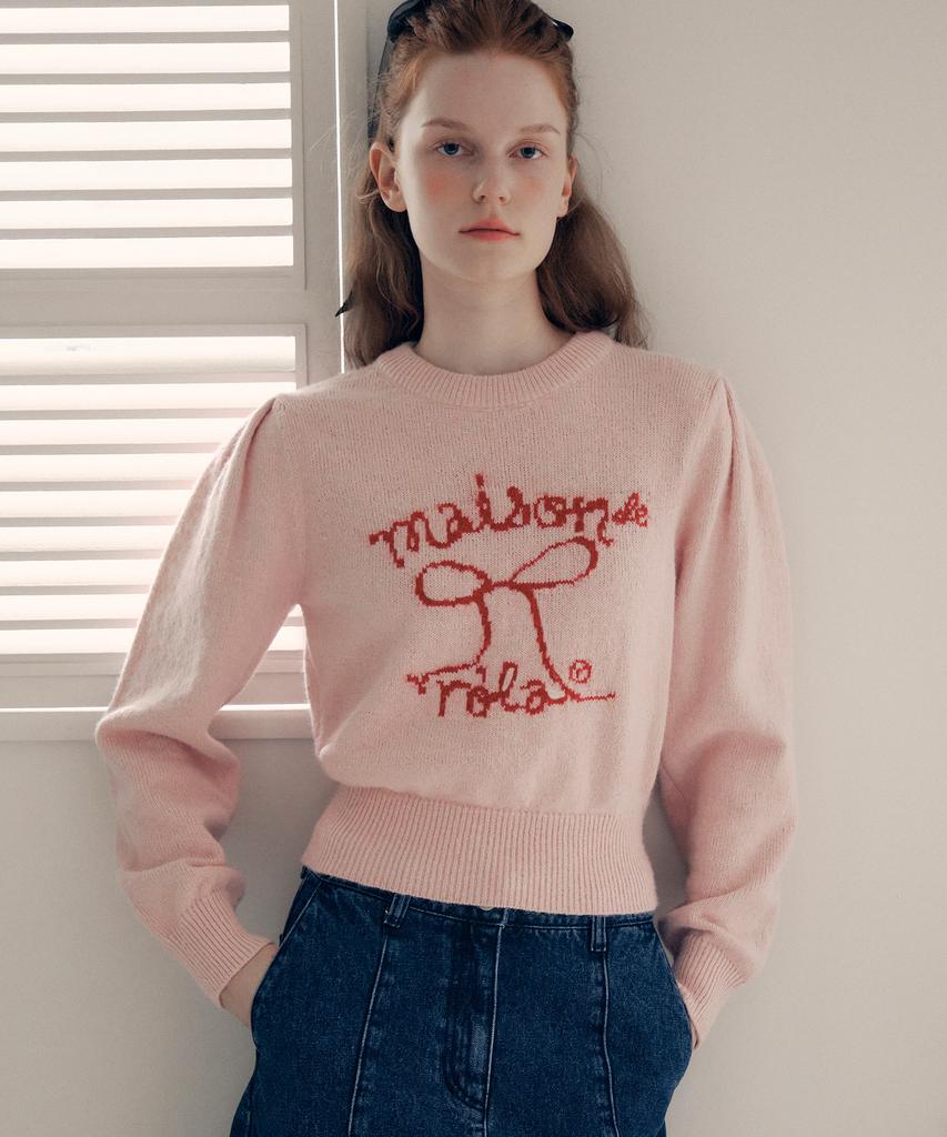 ROLAROLA Rola Ribbon Puff Sleeve Knit Pink
