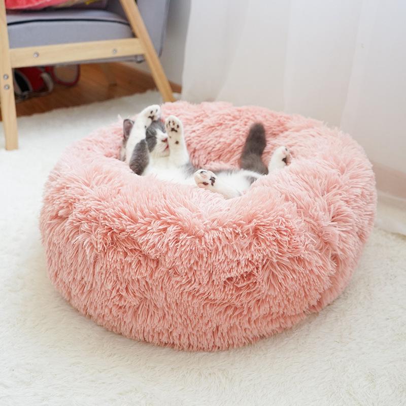 Round Plush Pet Bed: Cozy Dog & Cat Nest for Autumn/Winter