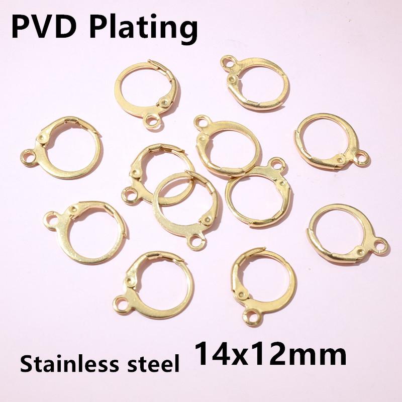 14x12mm 30pcs/Lot 316L Stainless Steel Gold High Quality Earring Hooks Wire Settings Base Settings Whole Sale