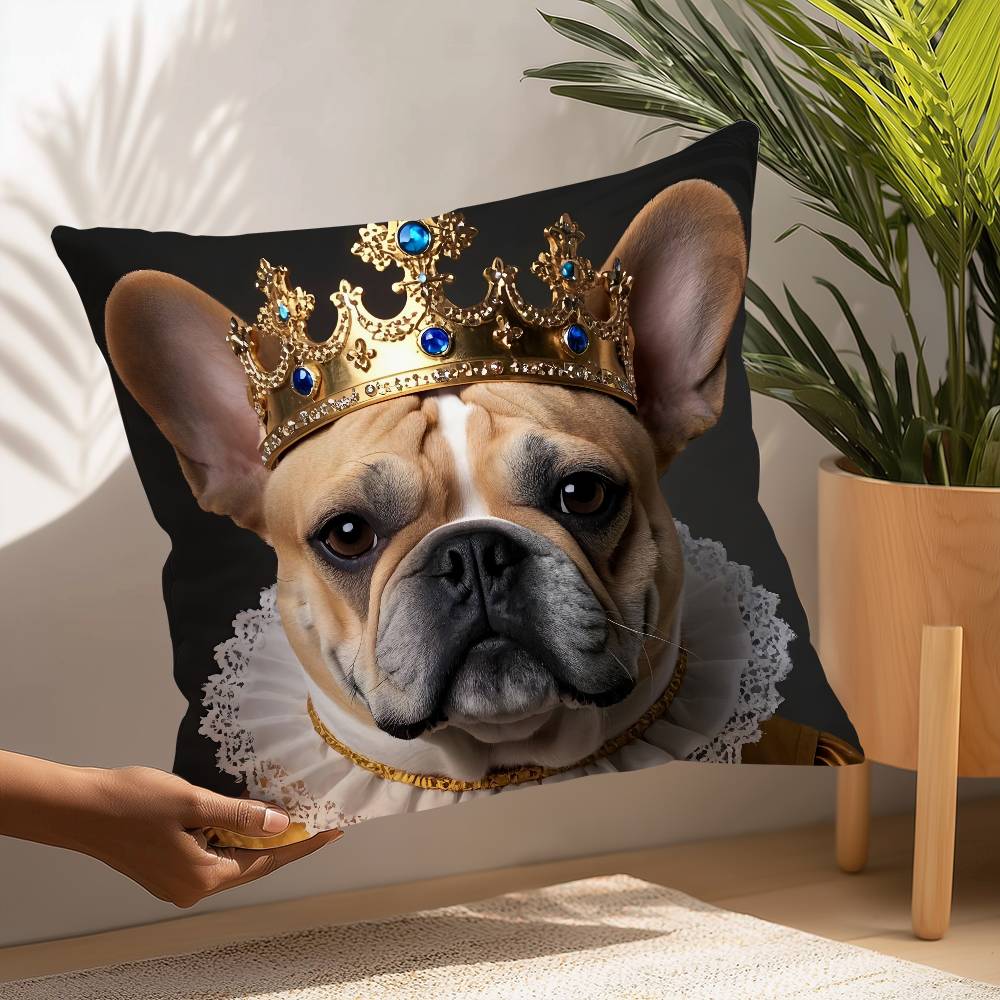 Renaissance Königlich Französische Bulldogge Kissenbezug Quadratischer Doppelseitiger Druck Kissenbezug Für Sofa Zuhause Schlafzimmer Dekor Geschenk